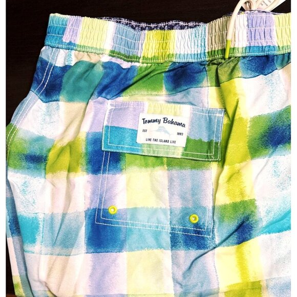 Tommy Bahama Mens Blue Green Plaid Big Tall Pockets Swim Trunks Plus Sz 3XL New - Picture 8 of 11